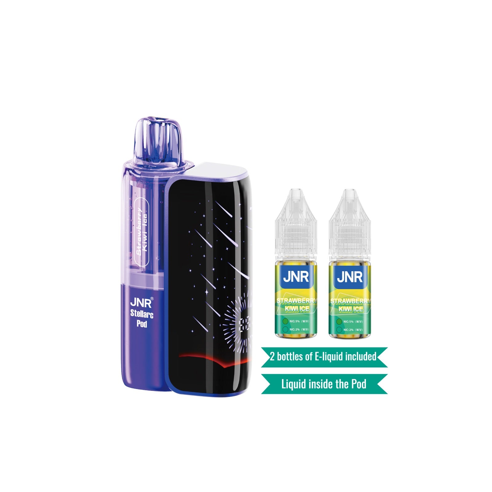 JNR Stellarc 100K Kit Strawberry Kiwi Ice Disposable Vape - Black Coral